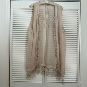 Thistlepearl vest cream silk vest fringe with embroidery